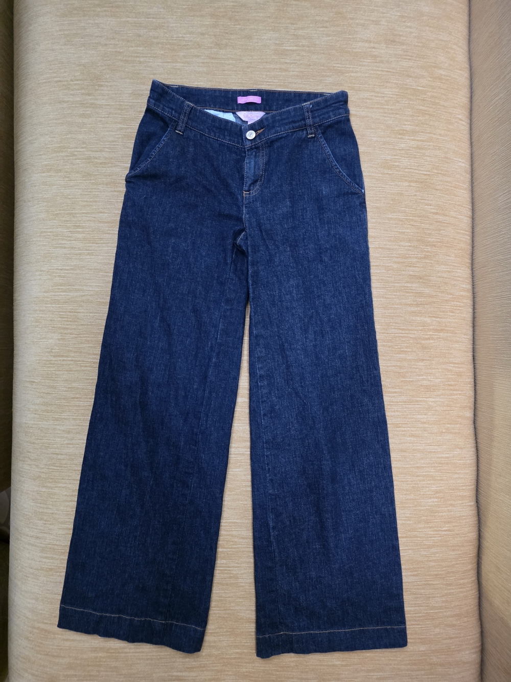 Wide Leg Dark Blue Denim Jeans - Women